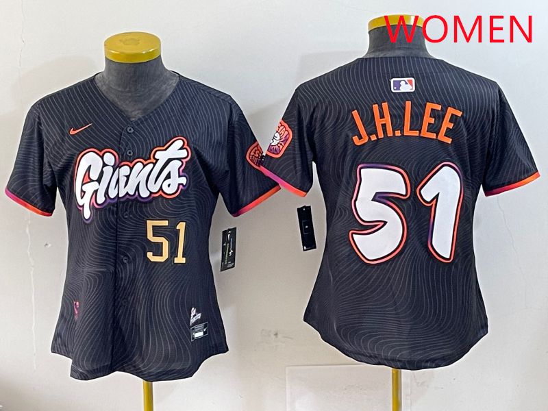 Women San Francisco Giants #51 J.H.Lee Black Joint Name Nike 2025 MLB Jersey style 2